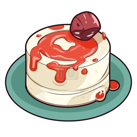 Illustration for Sweet berry cheesecake with whipped cream icon isolated - Royalty Free Image