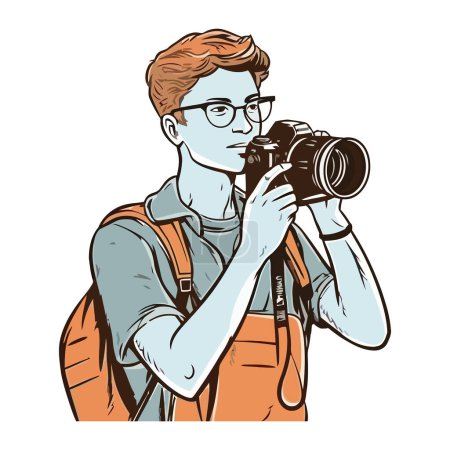 Illustration for One person working, photographing with expertise isolated - Royalty Free Image