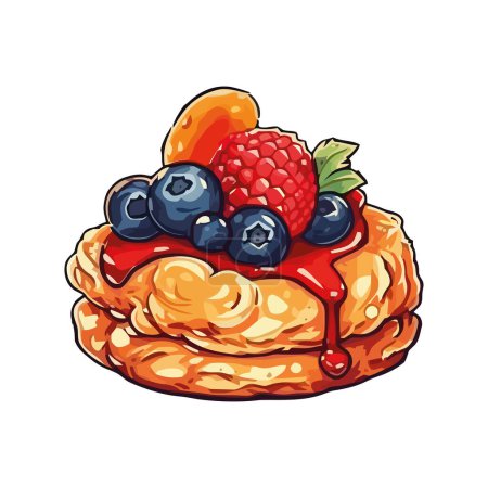 Ilustración de Plato de postre gourmet con fresas frescas icono aislado - Imagen libre de derechos