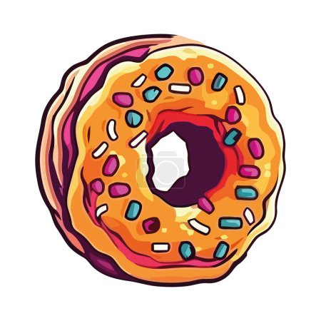 Téléchargez les illustrations : Donut sucré avec glaçage, une collation pour les amateurs de dessert icône isolé - en licence libre de droit