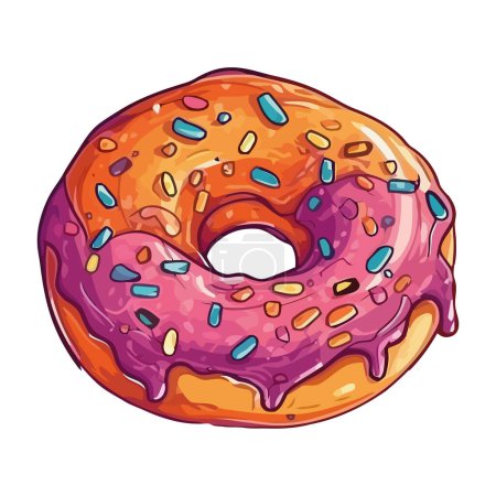Illustration for Sweet donut, a snack for unhealthy eating icon isolated - Royalty Free Image