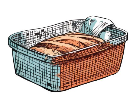 Illustration for Fresh organic bread in a tray icon isolated - Royalty Free Image