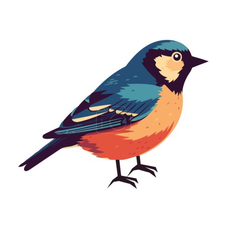 Ilustración de Pequeño lindo pájaro cantor posando icono aislado - Imagen libre de derechos