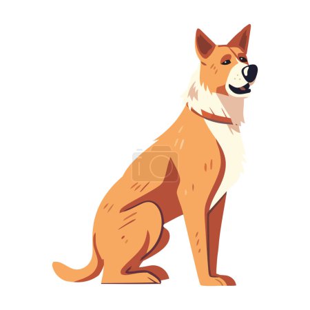 Téléchargez les illustrations : Chiot dessin animé mignon, joyeuse icône ami canin isolé - en licence libre de droit