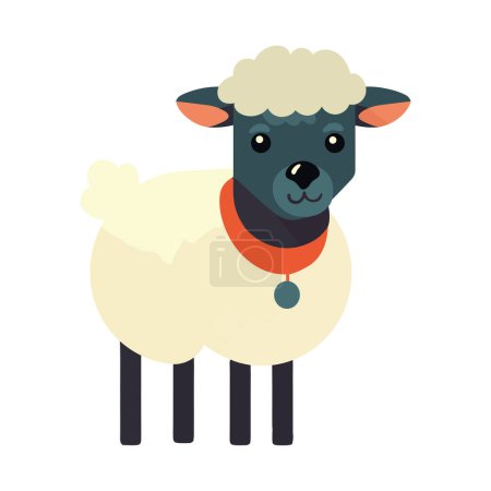 Téléchargez les illustrations : Mignon dessin animé agneau sourire icône isolée - en licence libre de droit