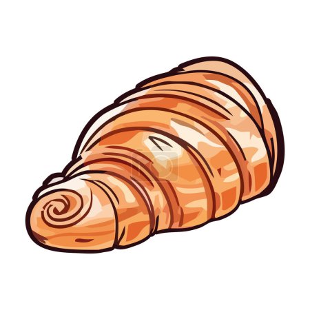 Illustration for Gourmet meal croissant sweet bread icon isolated - Royalty Free Image