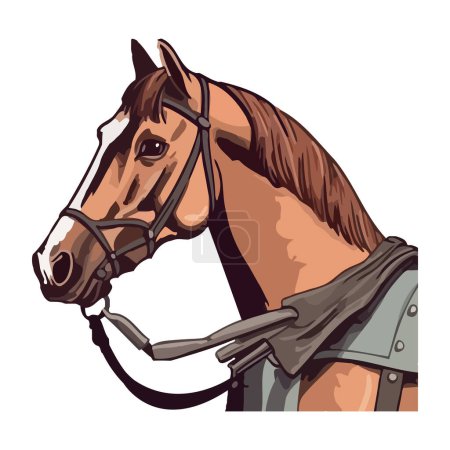 Illustration for Beautiful stallion portrait equestrian competition icon isolated - Royalty Free Image