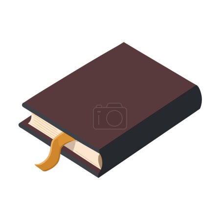 Illustration for Textbook for studying with bookmark icon isolated - Royalty Free Image