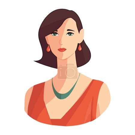 Illustration for Young adult female fashion model smiling icon isolated - Royalty Free Image