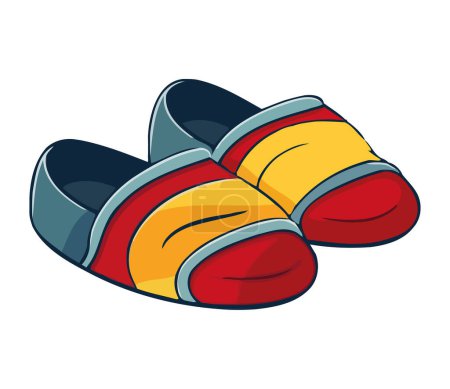 Téléchargez les illustrations : Paire de chaussons en cuir jaune, icône de la mode isolée - en licence libre de droit