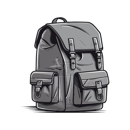 Illustration for Backpack carrying adventure equipment, hiking icon isolated - Royalty Free Image
