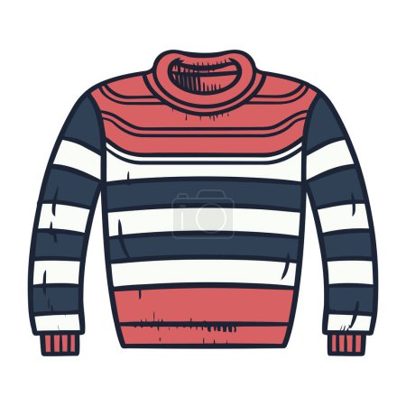 Illustration for Knitted striped sweater, warm woolen icon isolated - Royalty Free Image