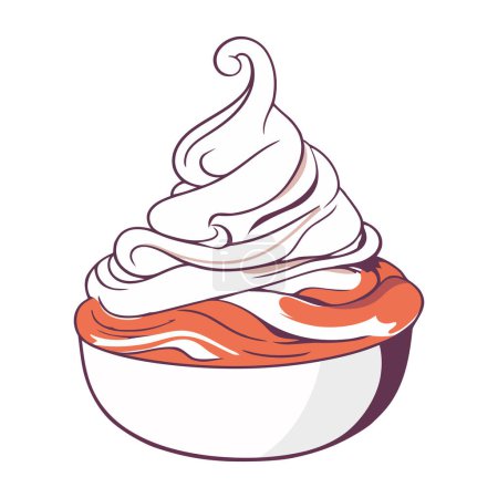 Téléchargez les illustrations : Crème fouettée et bonbons sur l'icône supérieure isolé - en licence libre de droit