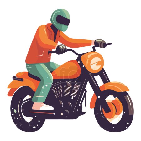 Illustration for Biker riding motorcycle in adventure over white - Royalty Free Image