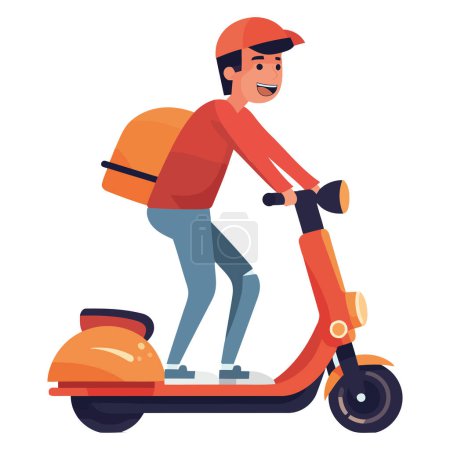 Ilustración de Niño montando diseño de scooter de motor sobre blanco - Imagen libre de derechos