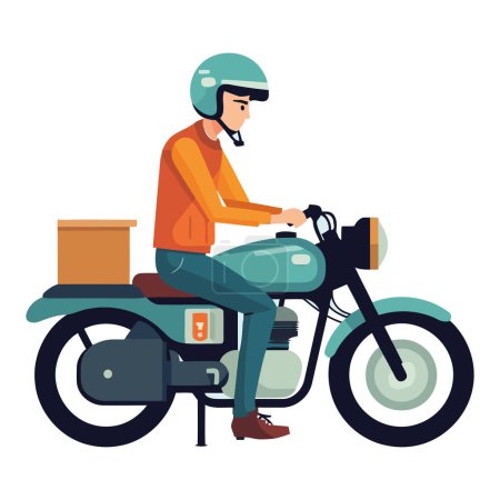 Illustration for Man riding motorcycles vector over white - Royalty Free Image