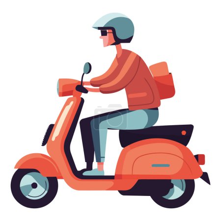 Téléchargez les illustrations : Personne conduisant une moto avec liberté sur blanc - en licence libre de droit