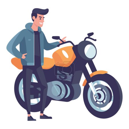 Ilustración de Hombre montando motocicletas en una aventura sobre blanco - Imagen libre de derechos