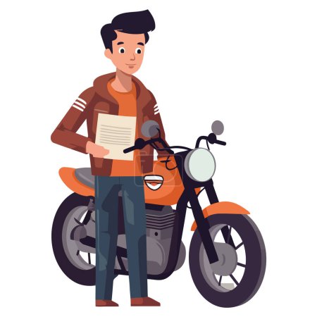 Illustration for Biker with a motorcycle over white - Royalty Free Image