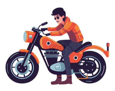 Téléchargez les illustrations : Personne conduisant une moto sur blanc - en licence libre de droit