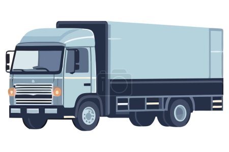 Téléchargez les illustrations : Livraison de conteneurs de fret par semi-camion sur blanc - en licence libre de droit