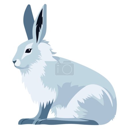 Téléchargez les illustrations : Lièvre bleu moelleux assis sur du blanc - en licence libre de droit