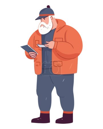 Illustration for Old man with jacket over white - Royalty Free Image
