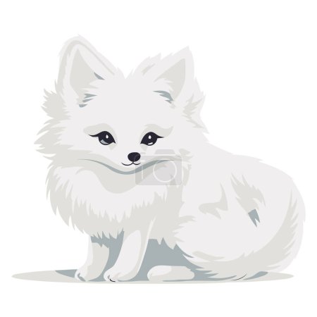 Illustration for Cute Fluffy puppy sitting over white - Royalty Free Image