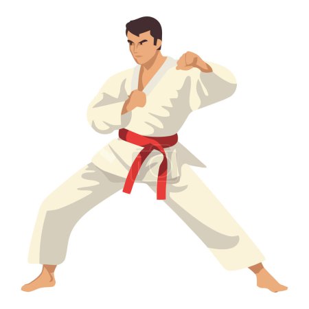 Ilustración de Diseño del hombre practicando Taekwondo sobre blanco - Imagen libre de derechos