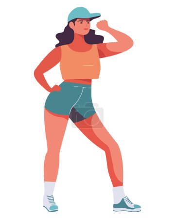 Illustration for Muscular women in gym clothes over white - Royalty Free Image