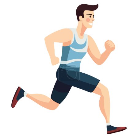sportowiec biegnie z prędkością ponad biały