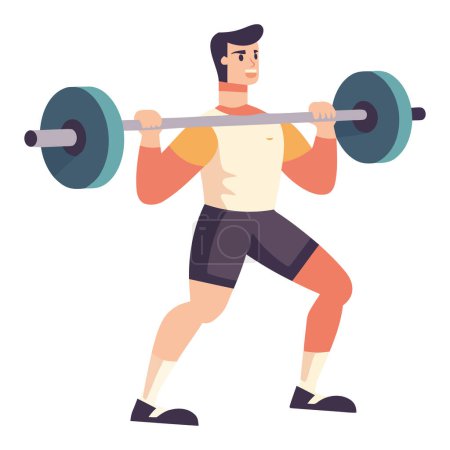 Ilustración de Hombres musculares levantando pesas en gimnasio sobre blanco - Imagen libre de derechos