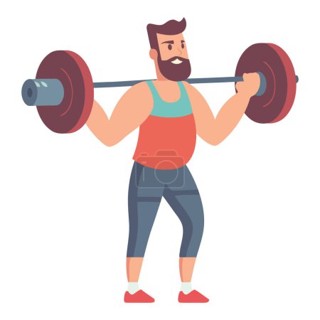 Téléchargez les illustrations : Hommes soulevant des poids dans la salle de gym sur blanc - en licence libre de droit