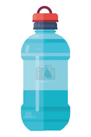 Téléchargez les illustrations : Eau fraîche purifiée en bouteille en plastique bleu sur blanc - en licence libre de droit