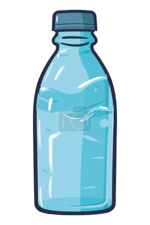 Téléchargez les illustrations : Rafraîchissements dans une bouteille en verre sur blanc - en licence libre de droit