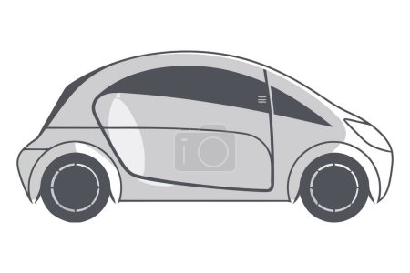 Ilustración de Conducción de coche moderno con energía eléctrica sobre blanco - Imagen libre de derechos