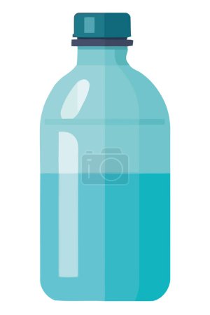 Téléchargez les illustrations : Eau purifiée dans un récipient en plastique avec capuchon bleu sur blanc - en licence libre de droit
