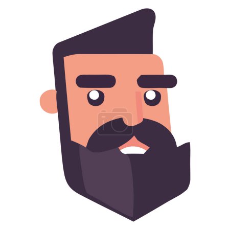 Téléchargez les illustrations : Homme joyeux avec une moustache et la barbe sur blanc - en licence libre de droit