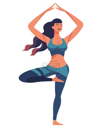 Téléchargez les illustrations : Mince adulte pratiquant le yoga sur blanc - en licence libre de droit
