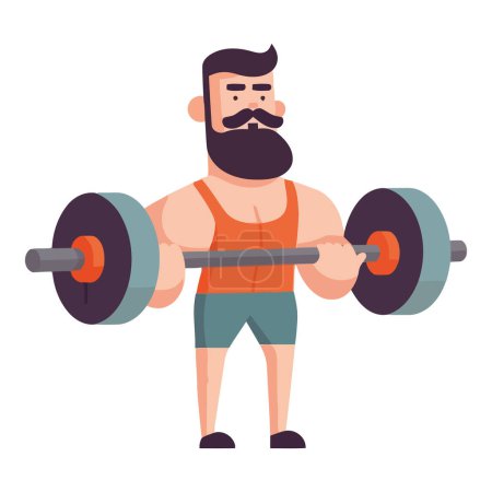 Illustration for Muscular men lifting weights in gym over white - Royalty Free Image
