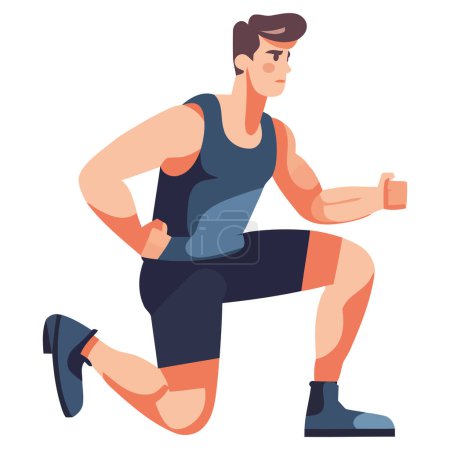 Illustration for One man doing exercise over white - Royalty Free Image
