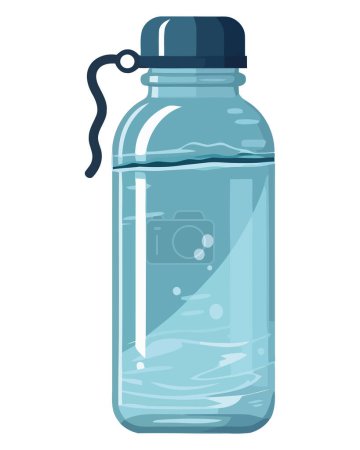 Ilustración de Frasco de plástico transparente con líquido azul sobre blanco - Imagen libre de derechos