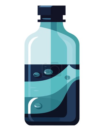 Téléchargez les illustrations : Bouteille d'eau purifiée en bleu sur blanc - en licence libre de droit