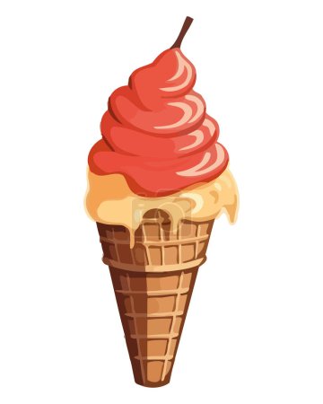 Téléchargez les illustrations : Cône de crème glacée sur blanc - en licence libre de droit