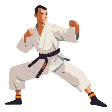 Illustration for Muscular men practicing Taekwondo over white - Royalty Free Image