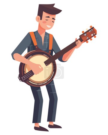 Illustration for Men holding banjo over white - Royalty Free Image
