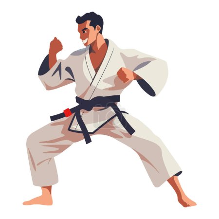 Illustration for Man practicing Taekwondo over white - Royalty Free Image