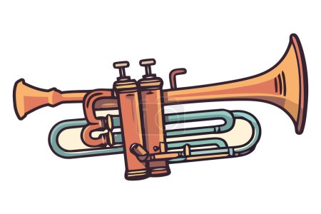 Téléchargez les illustrations : Illustration brillante de trompette sur blanc - en licence libre de droit