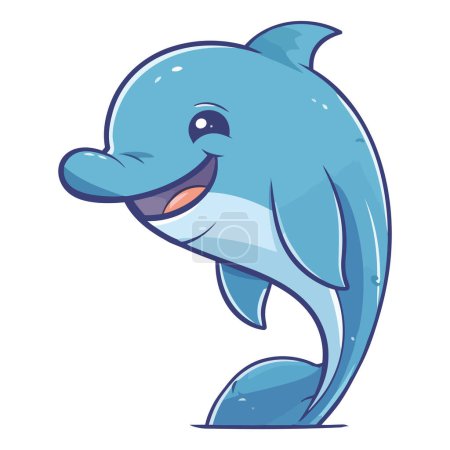 Téléchargez les illustrations : Illustration souriante de dauphin sur blanc - en licence libre de droit