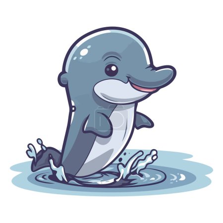 Téléchargez les illustrations : Mignon dauphin nageant sur blanc - en licence libre de droit